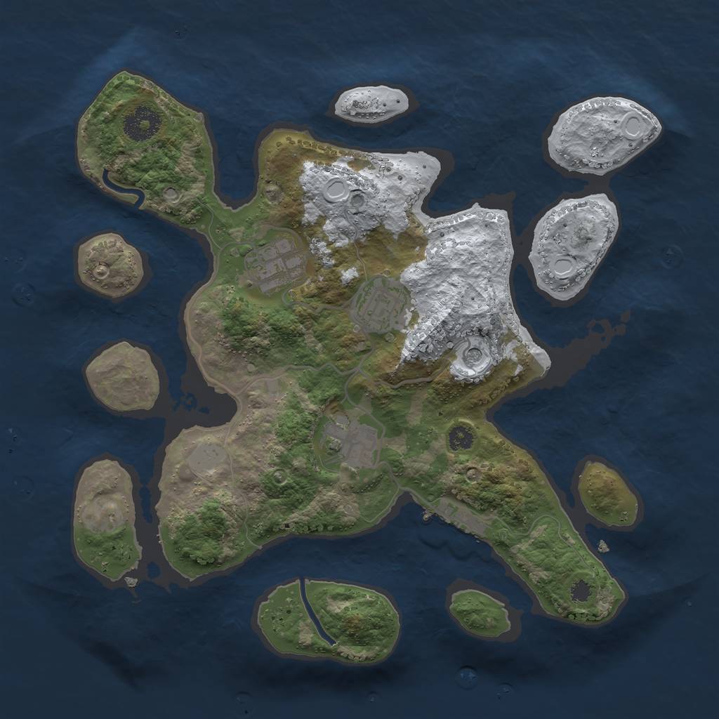 Rust Map: Procedural Map, Size: 3000, Seed: 6741, 10 Monuments