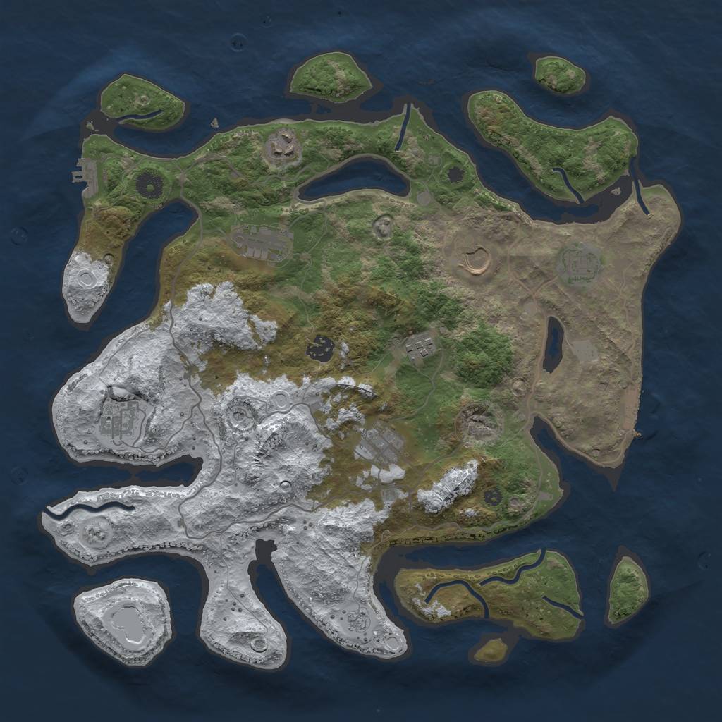 Rust Map: Procedural Map, Size: 4000, Seed: 479730, 17 Monuments