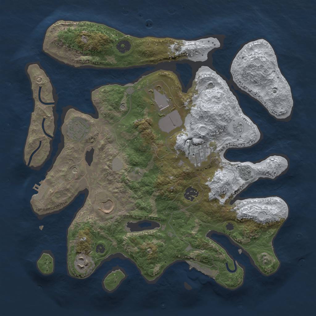 Rust Map: Procedural Map, Size: 3500, Seed: 962504361, 16 Monuments