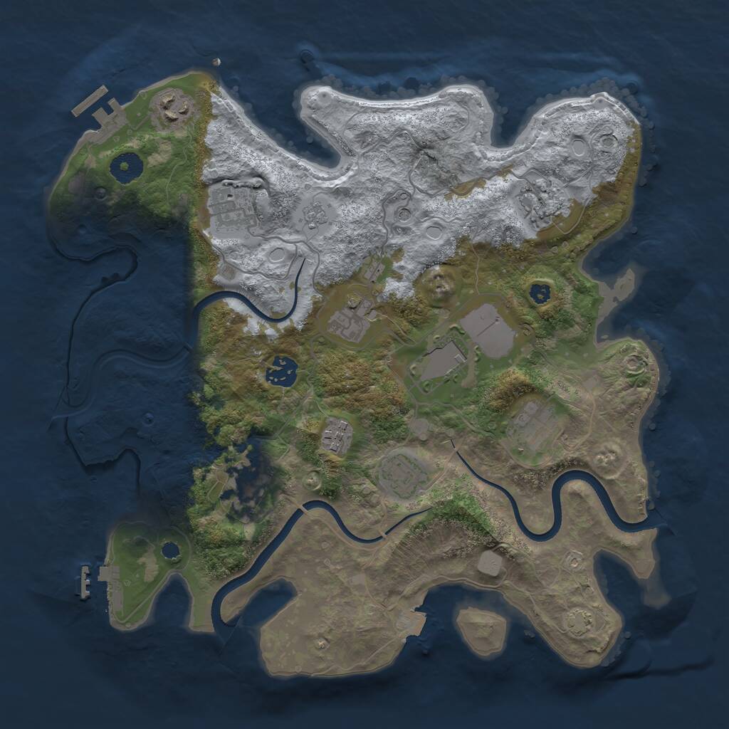 Rust Map: Procedural Map, Size: 3500, Seed: 105937519, 16 Monuments