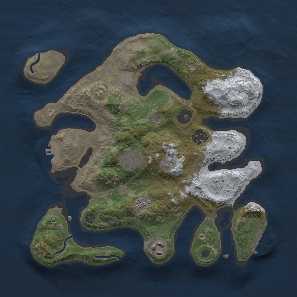 Rust Map: Procedural Map, Size: 3000, Seed: 63, 13 Monuments