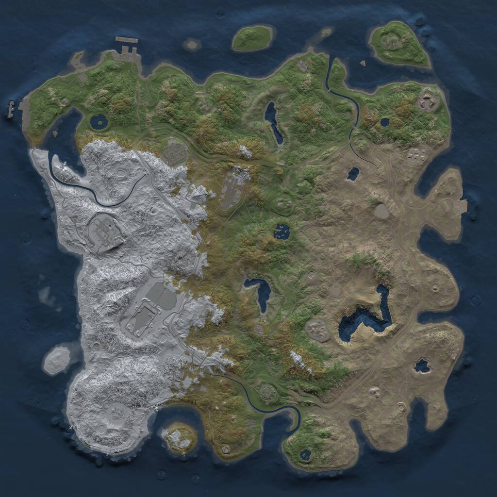 Rust Map: Procedural Map, Size: 4500, Seed: 100, 14 Monuments