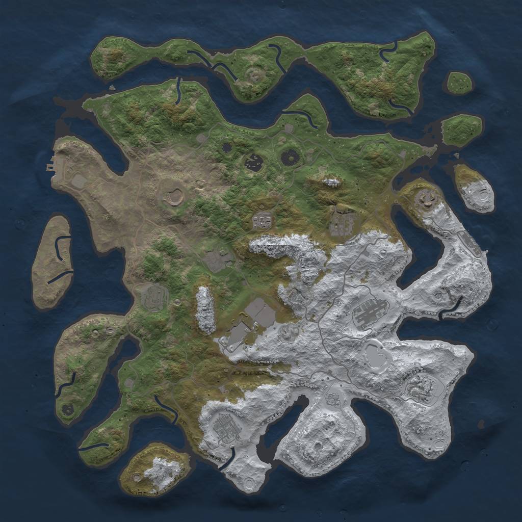 Rust Map: Procedural Map, Size: 4500, Seed: 1119972469, 20 Monuments