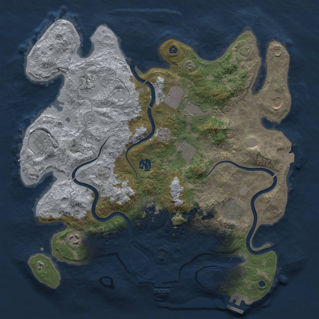 Rust Map: Procedural Map, Size: 3850, Seed: 2089215691, 16 Monuments