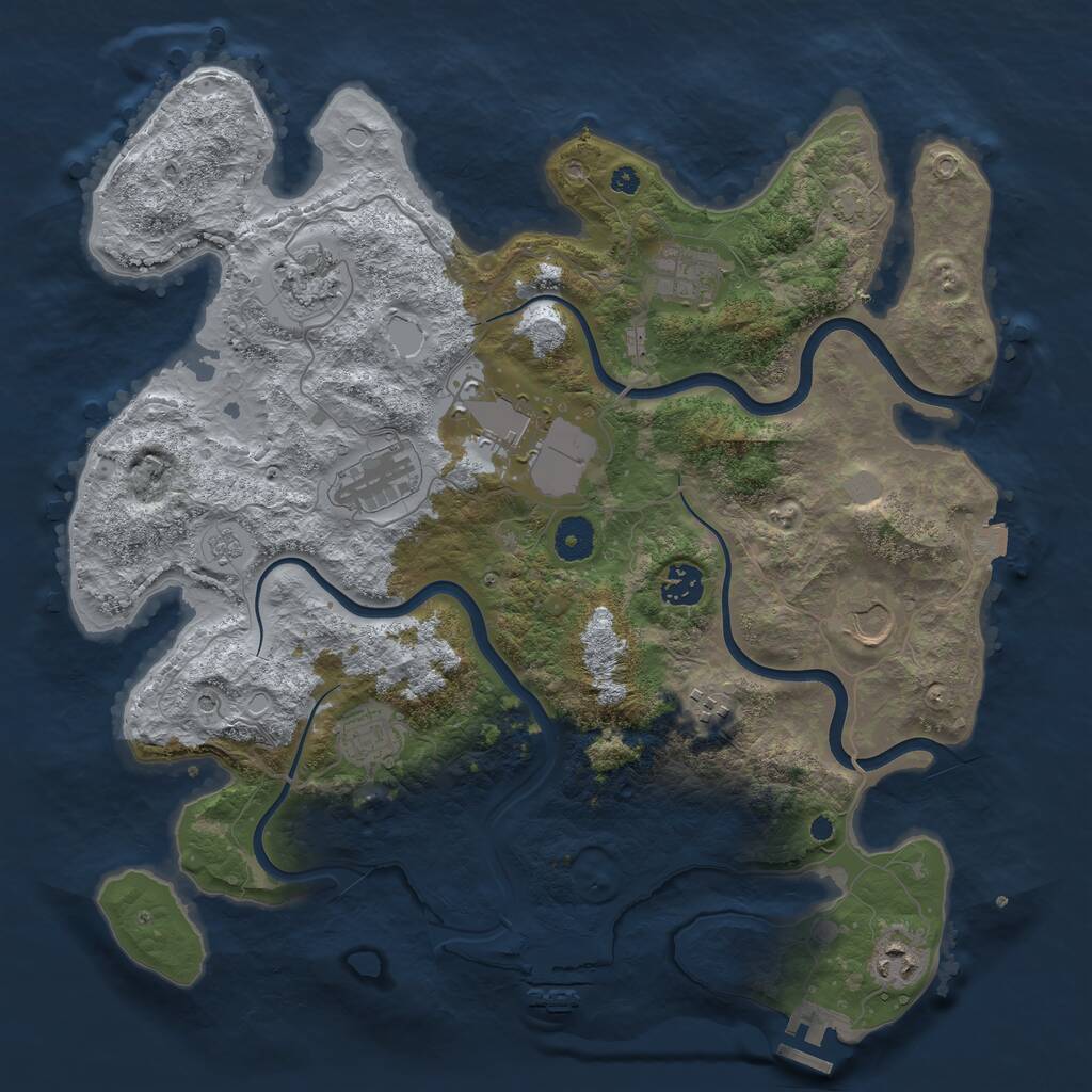 Rust Map: Procedural Map, Size: 3850, Seed: 2089215691, 15 Monuments
