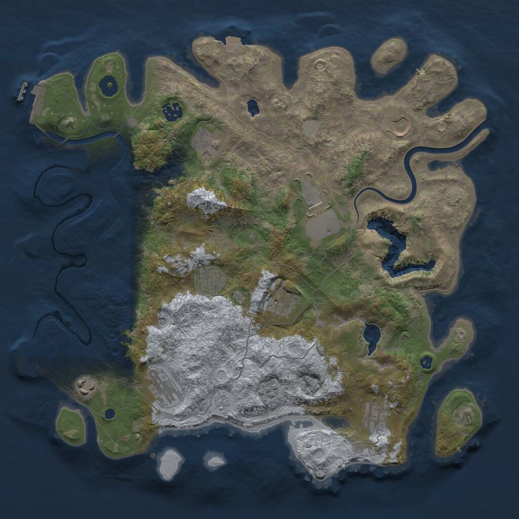 Rust Map: Procedural Map, Size: 4000, Seed: 87049, 16 Monuments