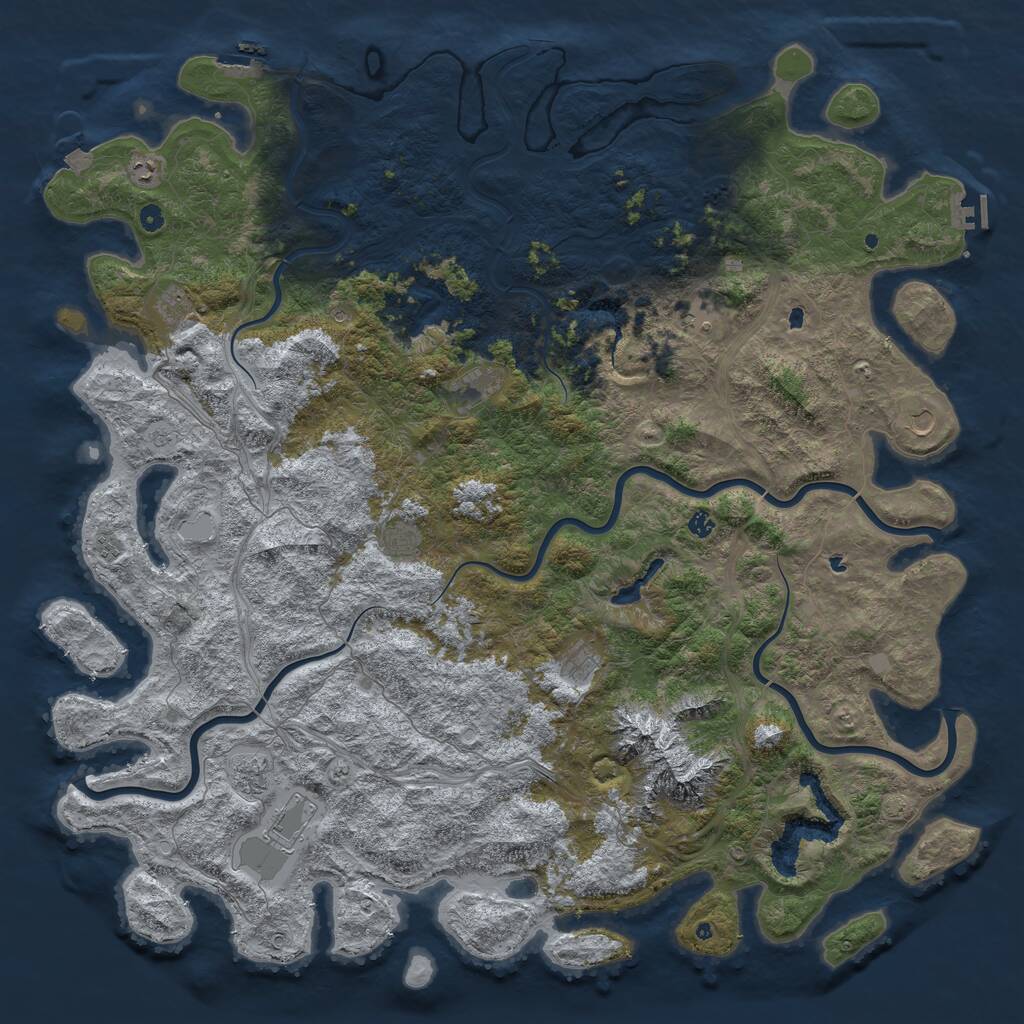 Rust Map: Procedural Map, Size: 6000, Seed: 87654321, 17 Monuments