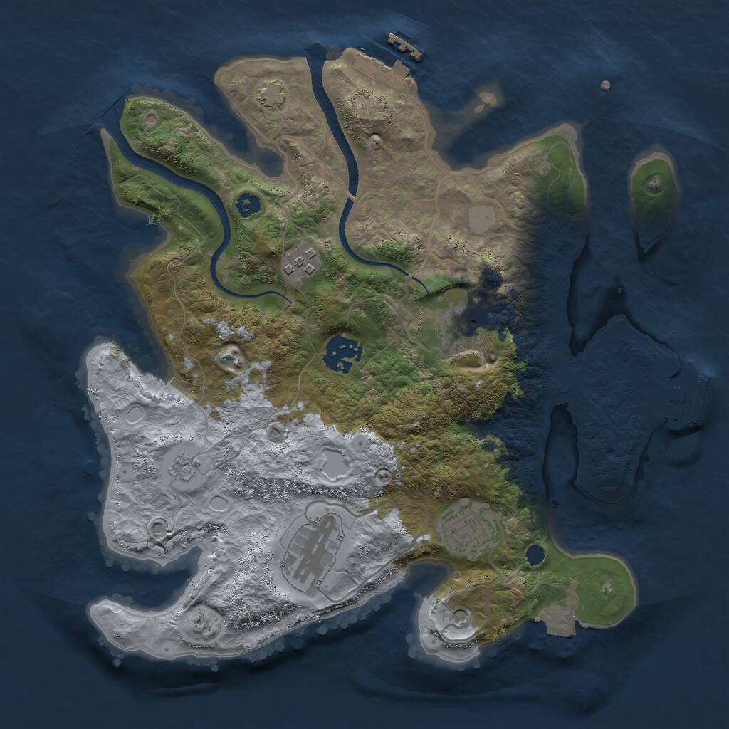 Rust Map: Procedural Map, Size: 3000, Seed: 640725225, 11 Monuments