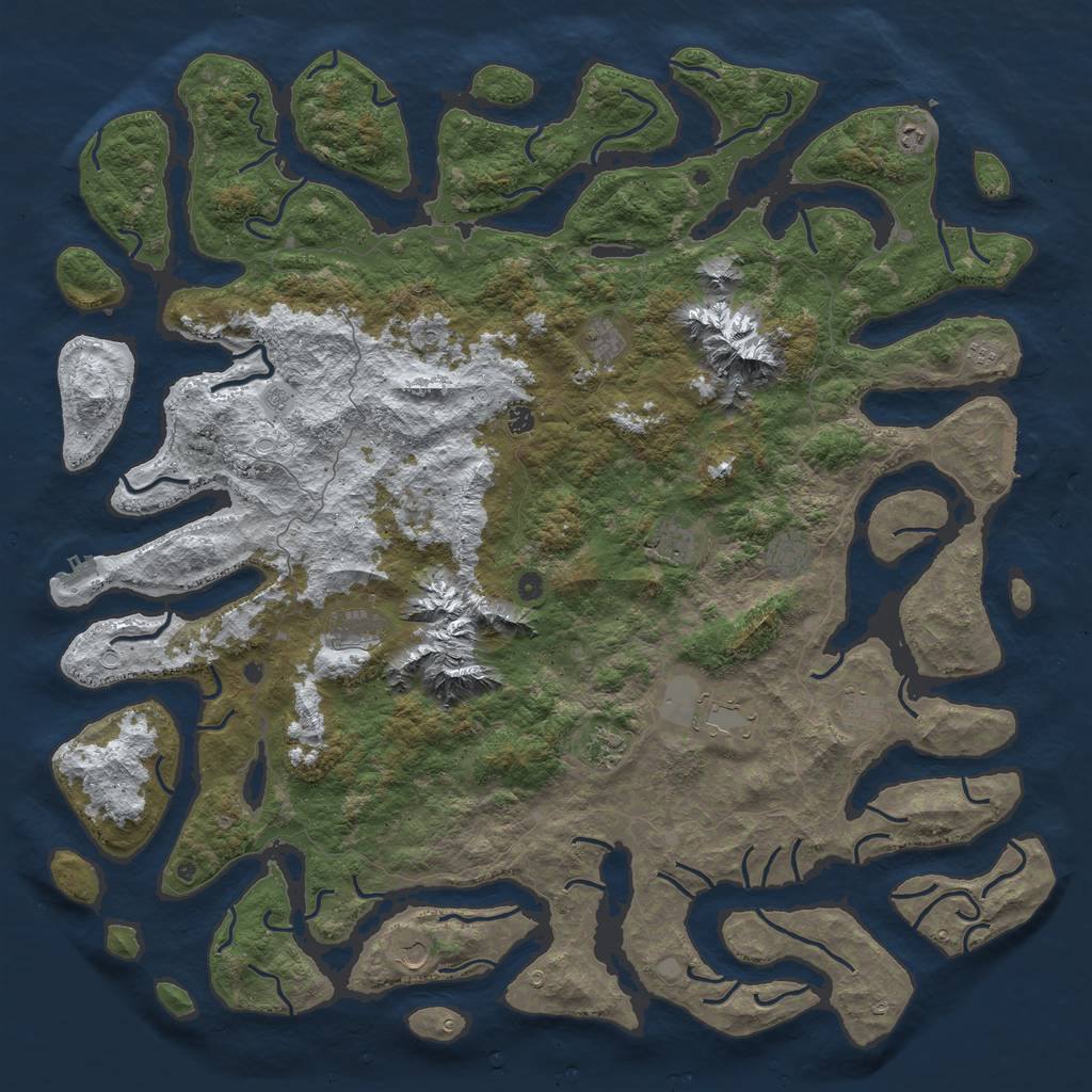 Rust Map: Procedural Map, Size: 6000, Seed: 1324, 20 Monuments