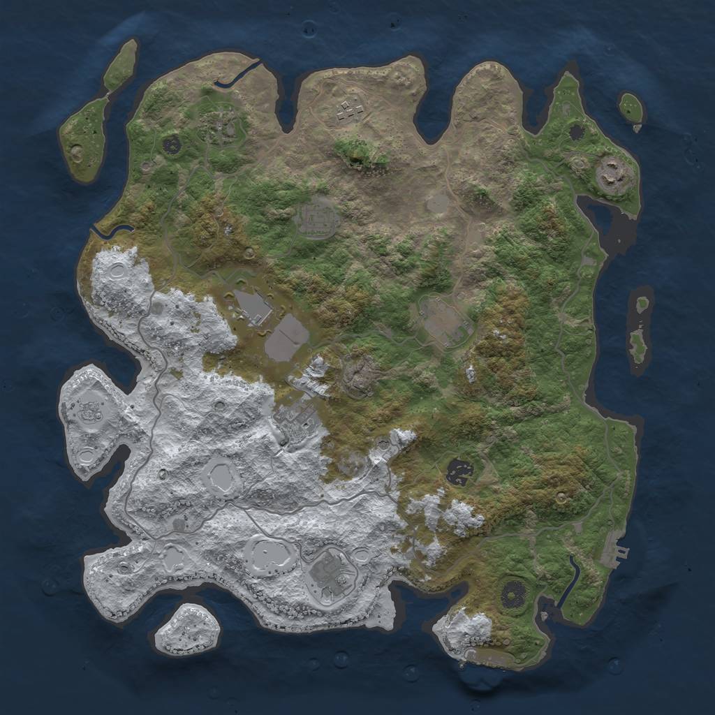 Rust Map: Procedural Map, Size: 4000, Seed: 2062569487, 18 Monuments