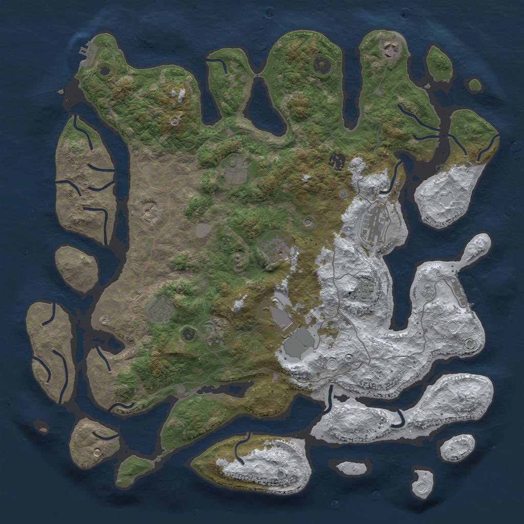 Rust Map: Procedural Map, Size: 4500, Seed: 30495, 18 Monuments