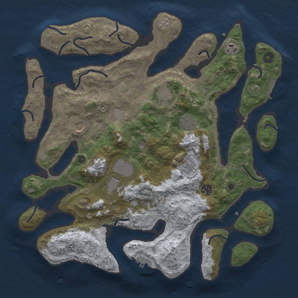 Rust Map: Procedural Map, Size: 4000, Seed: 864449, 17 Monuments