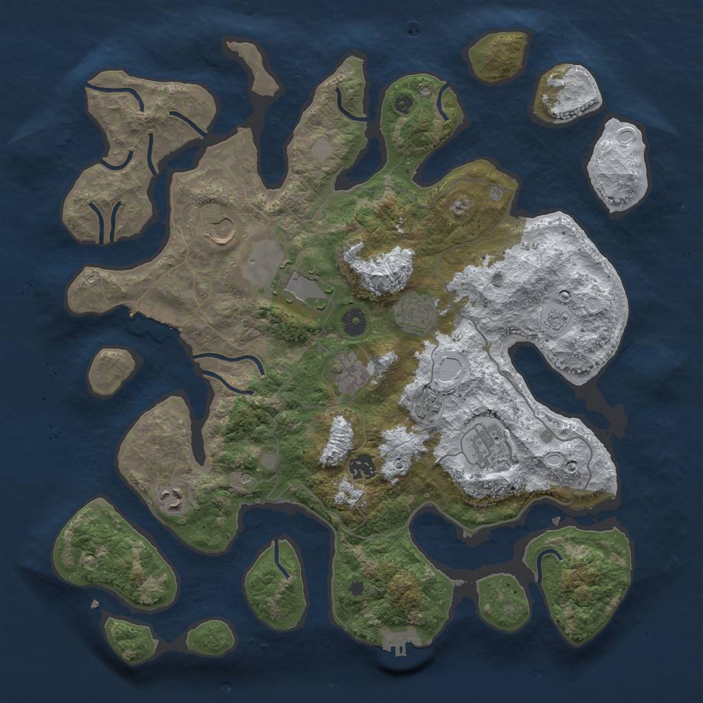 Rust Map: Procedural Map, Size: 4000, Seed: 43473, 17 Monuments