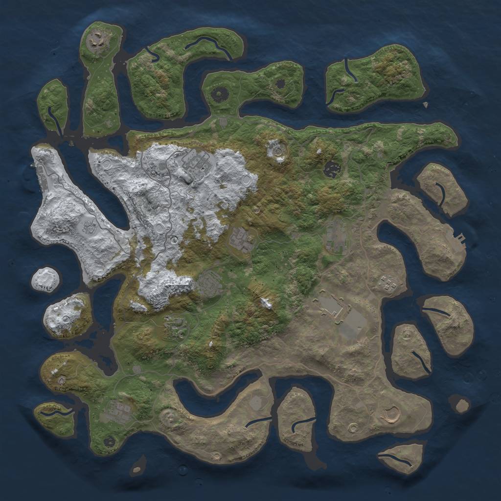 Rust Map: Procedural Map, Size: 4500, Seed: 3740695, 20 Monuments