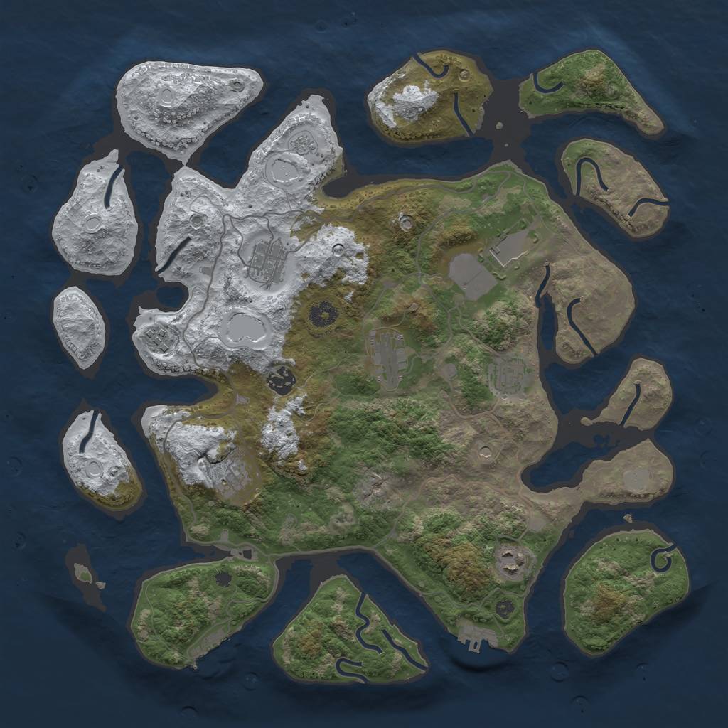 Rust Map: Procedural Map, Size: 4000, Seed: 390658, 17 Monuments