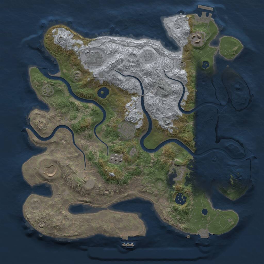 Rust Map: Procedural Map, Size: 3500, Seed: 334811190, 13 Monuments