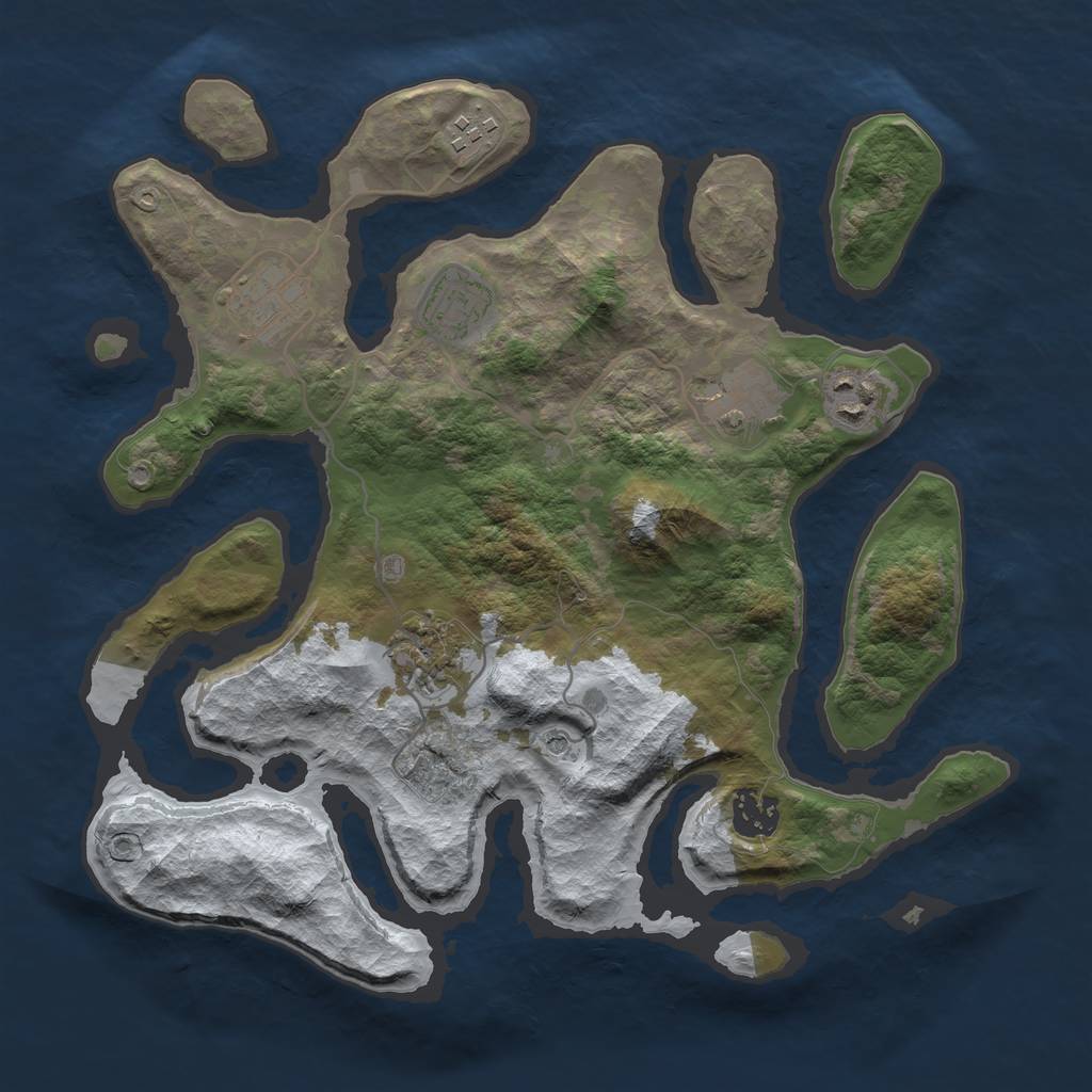 Rust Map: Barren, Size: 3300, Seed: 854, 10 Monuments