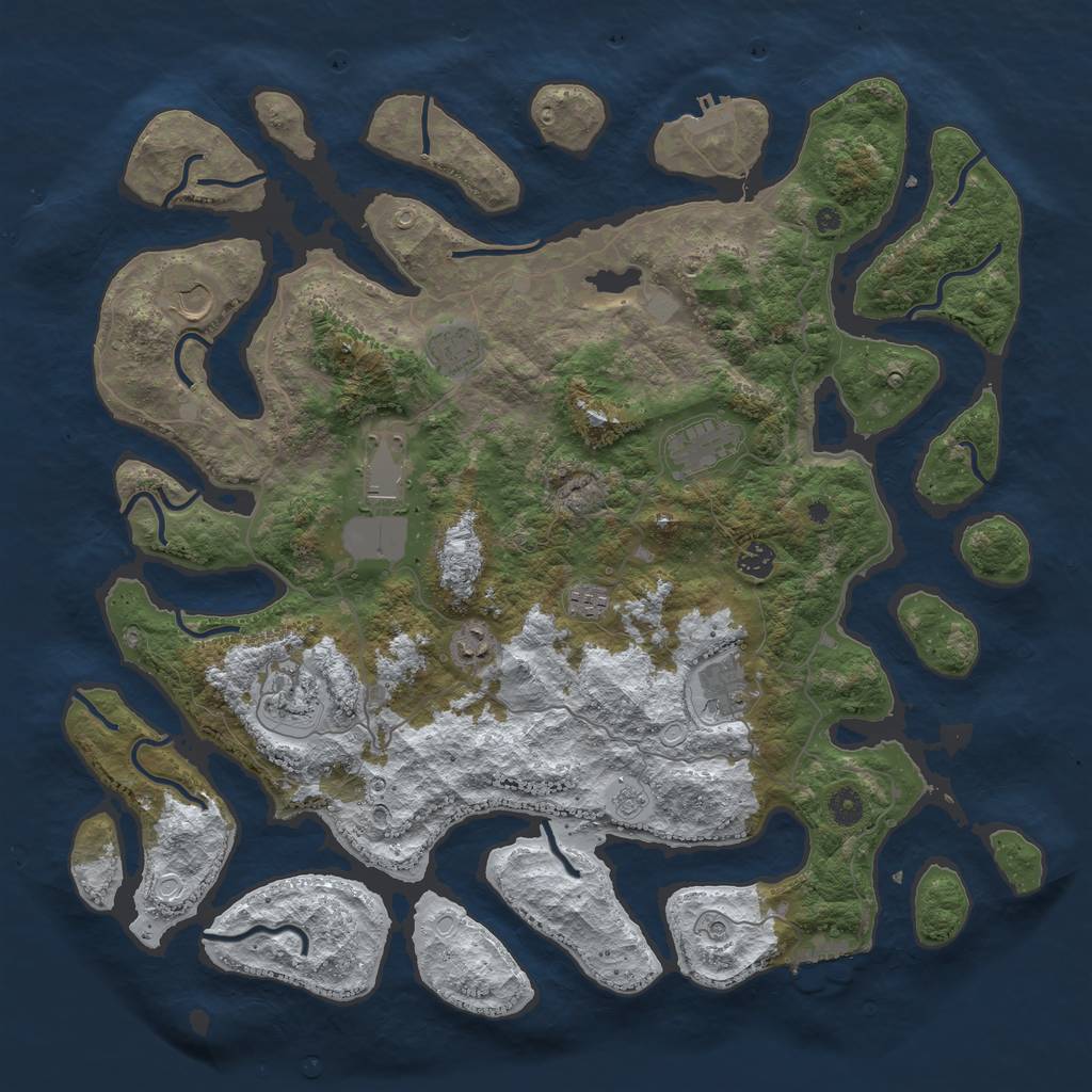 Rust Map: Procedural Map, Size: 4500, Seed: 123406781, 18 Monuments