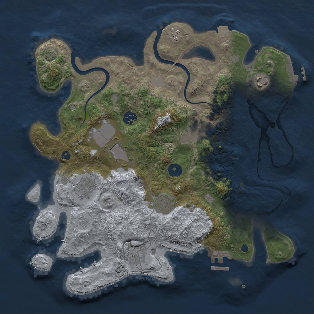 Rust Map: Procedural Map, Size: 3500, Seed: 1326546160, 14 Monuments