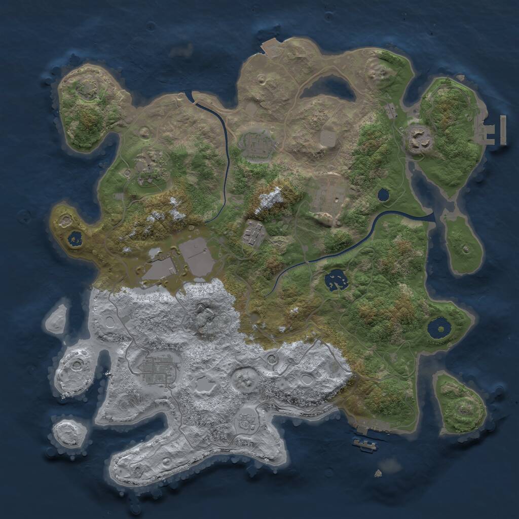 Rust Map: Procedural Map, Size: 3500, Seed: 1326546160, 14 Monuments