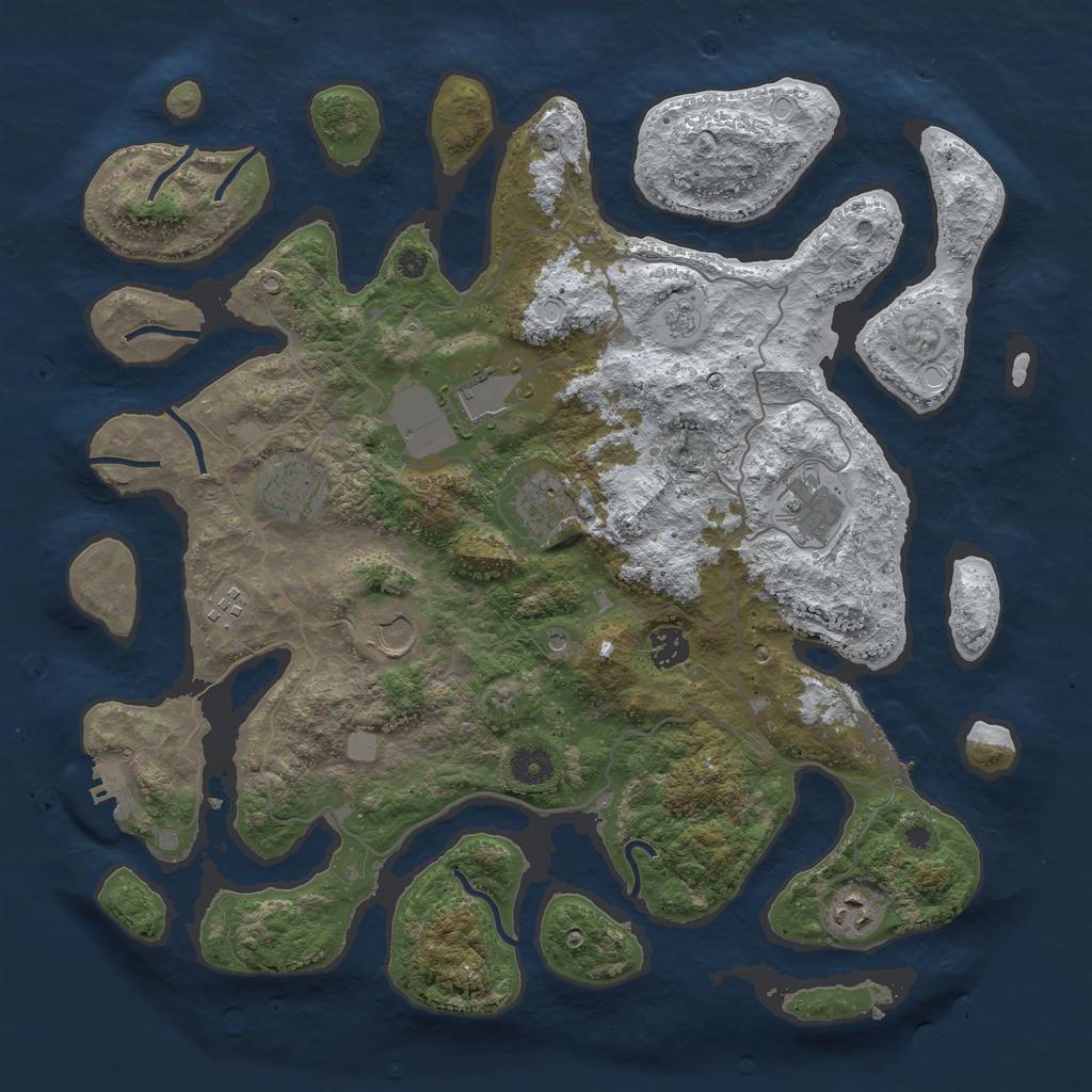 Rust Map: Procedural Map, Size: 4000, Seed: 25314, 17 Monuments