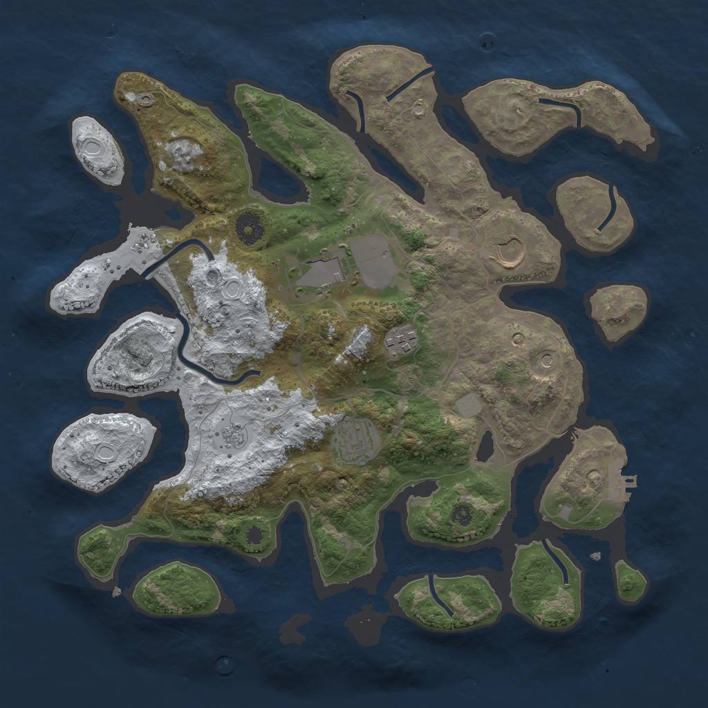 Rust Map: Procedural Map, Size: 3500, Seed: 836429099, 12 Monuments