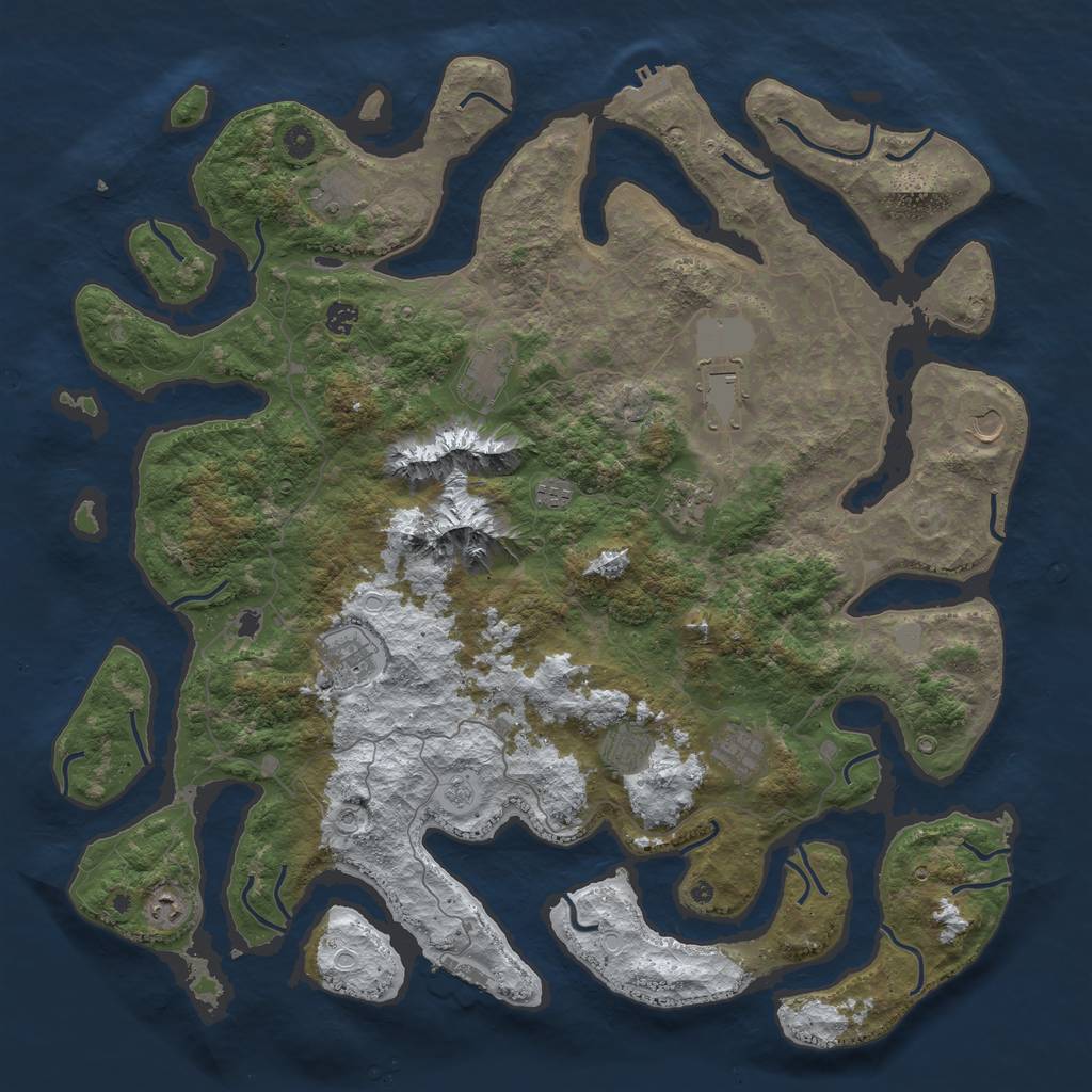 Rust Map: Procedural Map, Size: 5000, Seed: 9050342, 20 Monuments