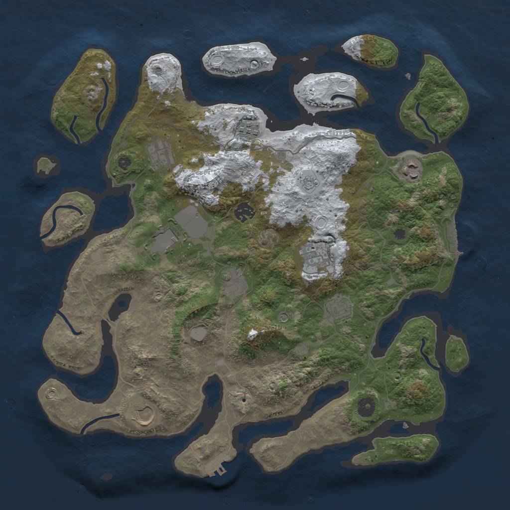 Rust Map: Procedural Map, Size: 4000, Seed: 681371, 18 Monuments