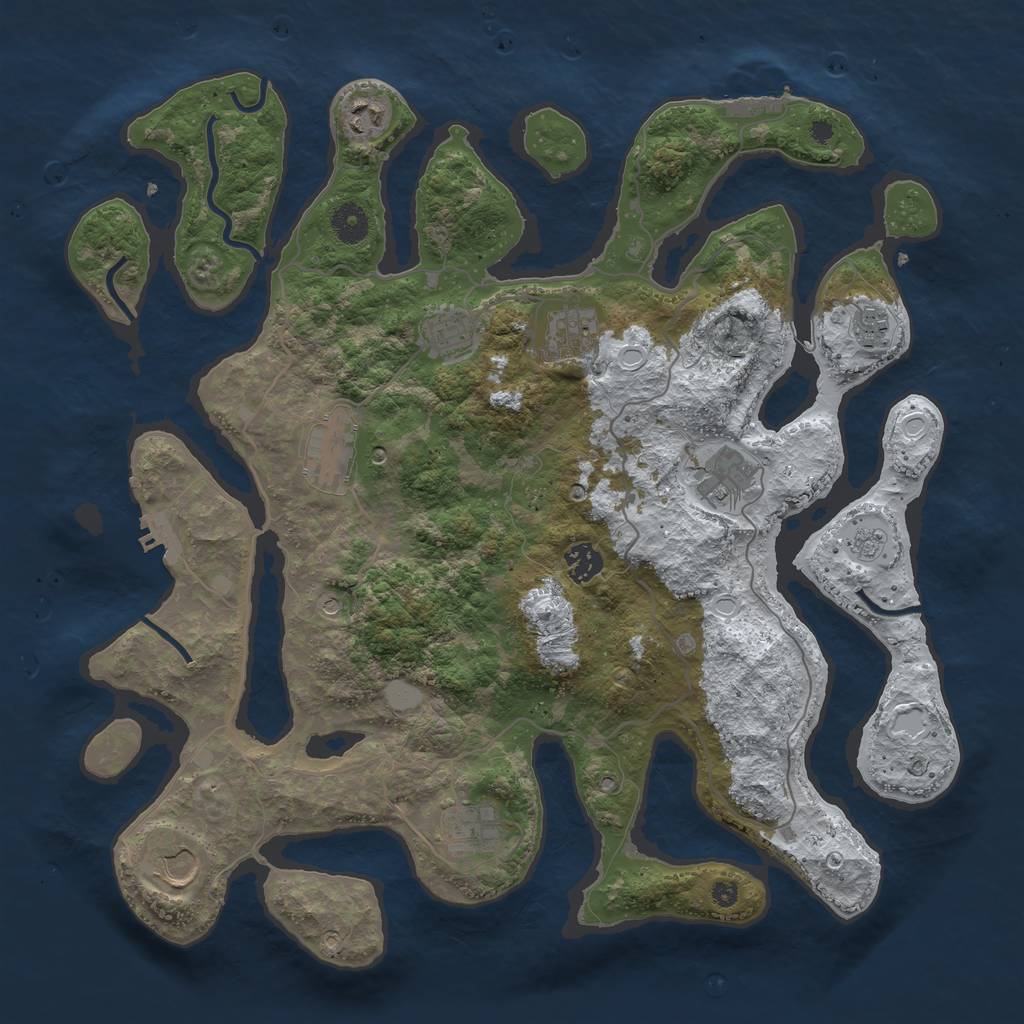 Rust Map: Procedural Map, Size: 4000, Seed: 438846, 18 Monuments