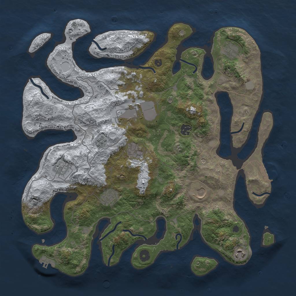 Rust Map: Procedural Map, Size: 4000, Seed: 34555, 18 Monuments