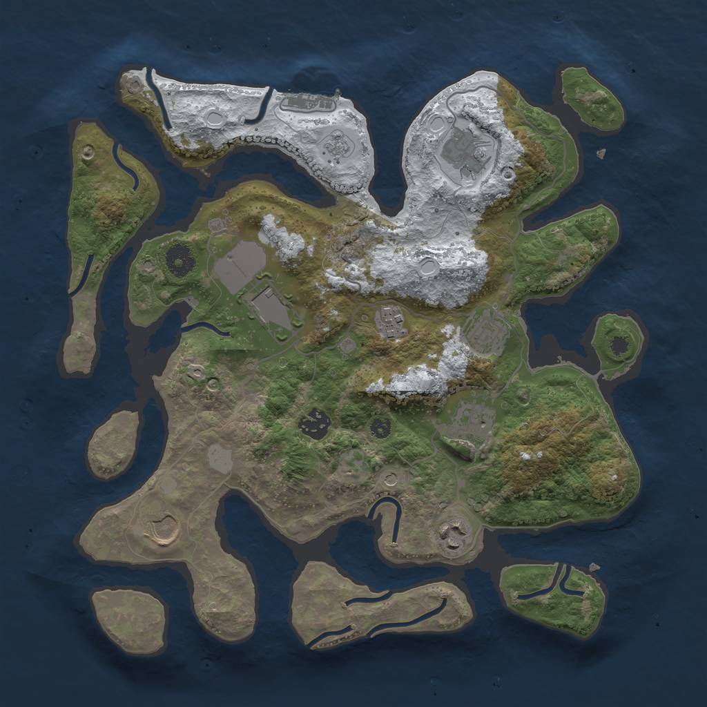 Rust Map: Procedural Map, Size: 3500, Seed: 2711469, 16 Monuments