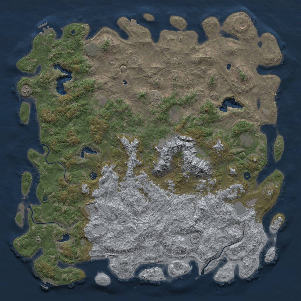Rust Map: Procedural Map, Size: 6000, Seed: 324334633, 17 Monuments