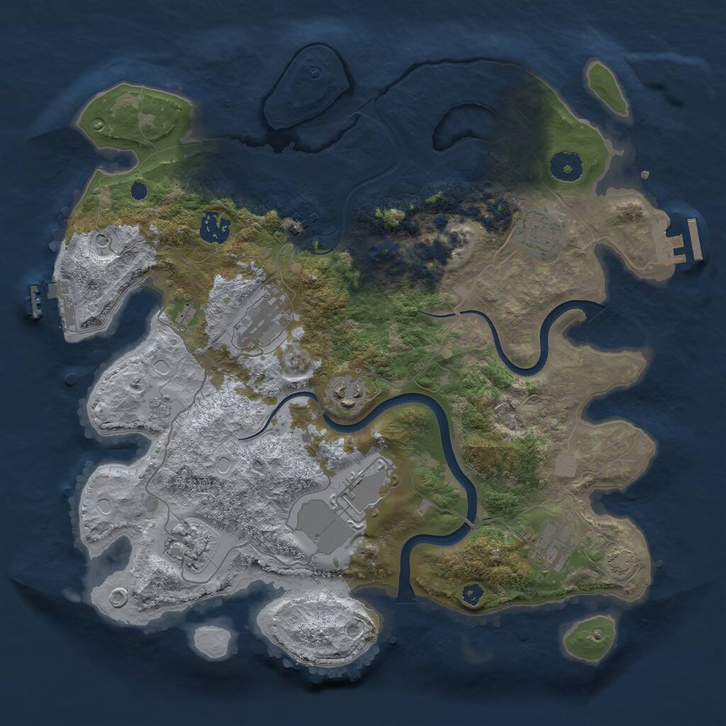 Rust Map: Procedural Map, Size: 3500, Seed: 75059590, 14 Monuments