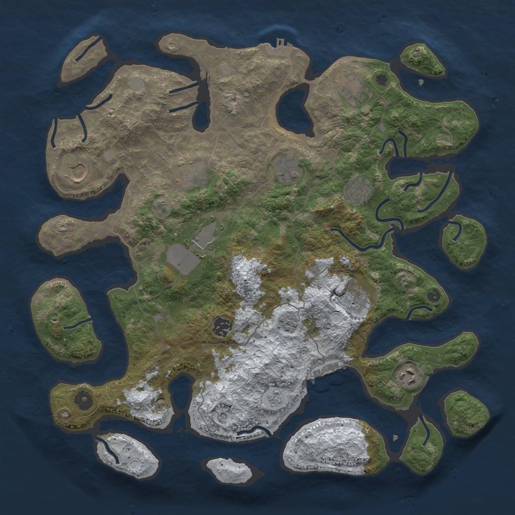 Rust Map: Procedural Map, Size: 4151, Seed: 546287662, 19 Monuments