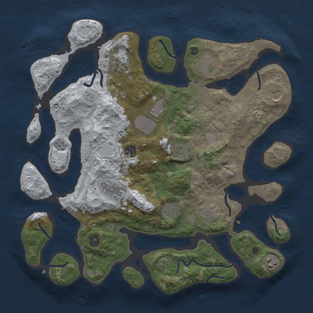 Rust Map: Procedural Map, Size: 3950, Seed: 1125994668, 19 Monuments