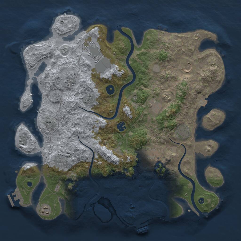 Rust Map: Procedural Map, Size: 3950, Seed: 1125994668, 16 Monuments
