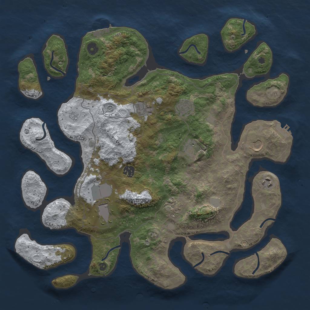 Rust Map: Procedural Map, Size: 4000, Seed: 418603, 17 Monuments