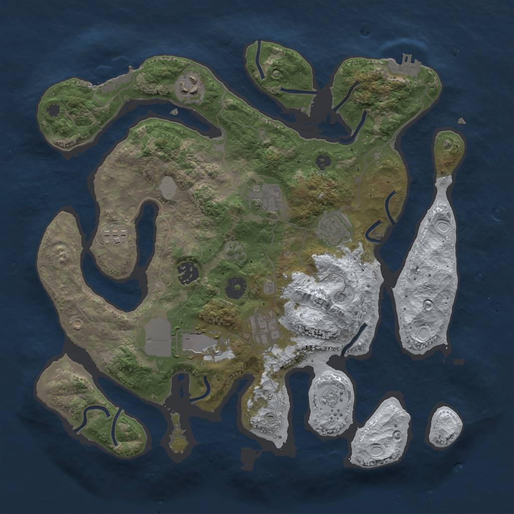 Rust Map: Procedural Map, Size: 3500, Seed: 46623, 16 Monuments