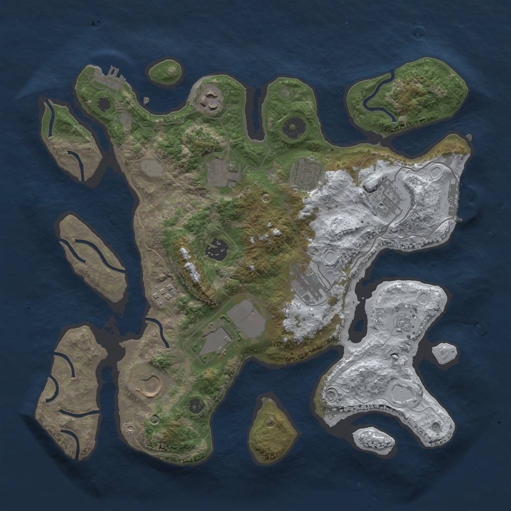 Rust Map: Procedural Map, Size: 3500, Seed: 4566434, 17 Monuments