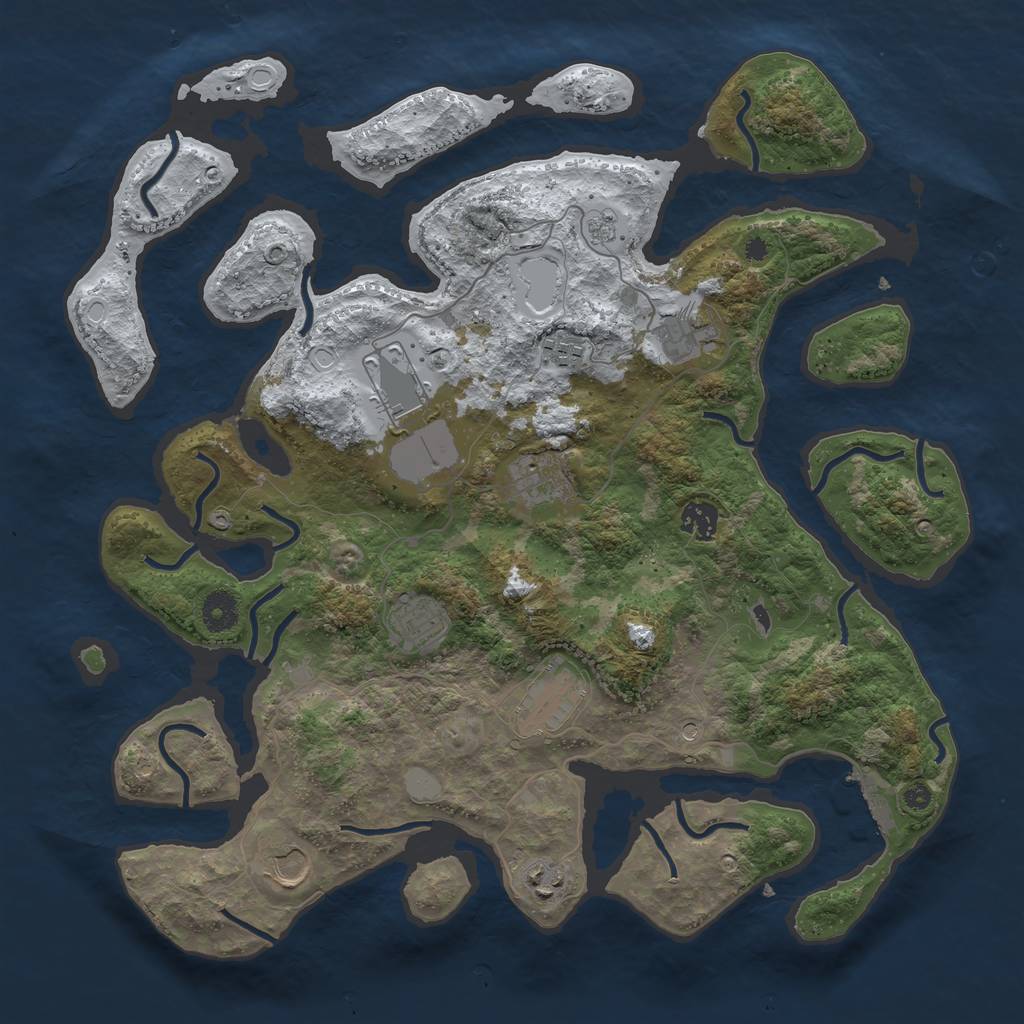 Rust Map: Procedural Map, Size: 3950, Seed: 451570212, 17 Monuments