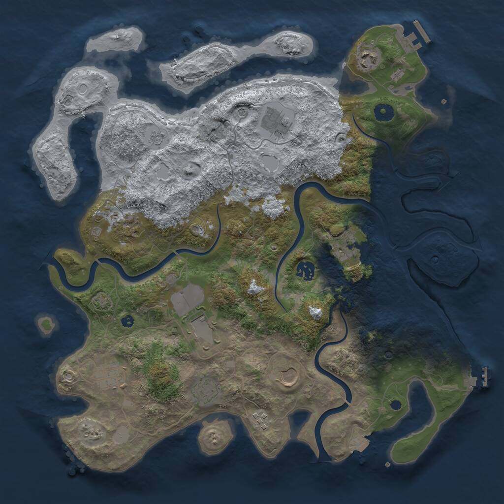 Rust Map: Procedural Map, Size: 3950, Seed: 451570212, 16 Monuments