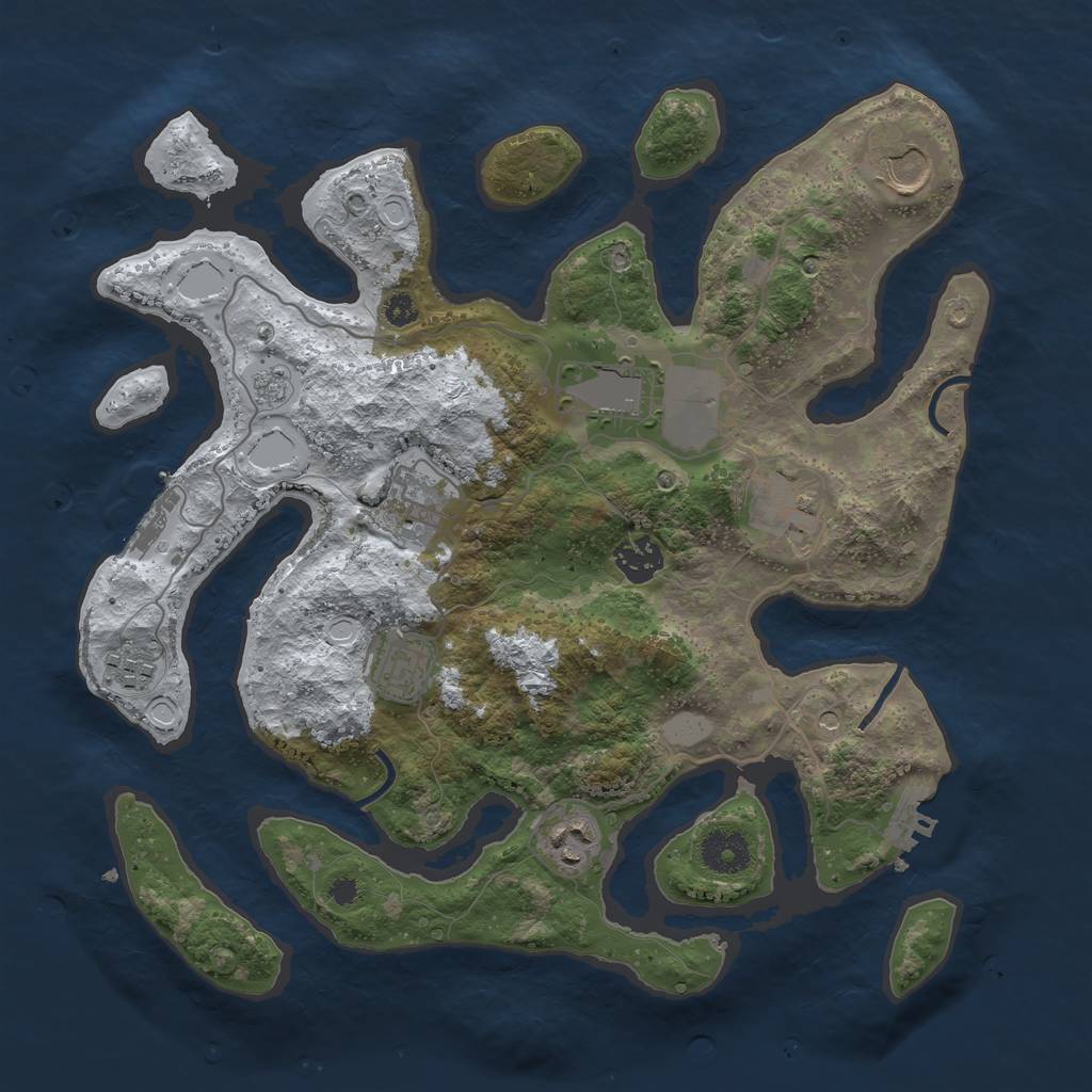 Rust Map: Procedural Map, Size: 3500, Seed: 174127, 17 Monuments