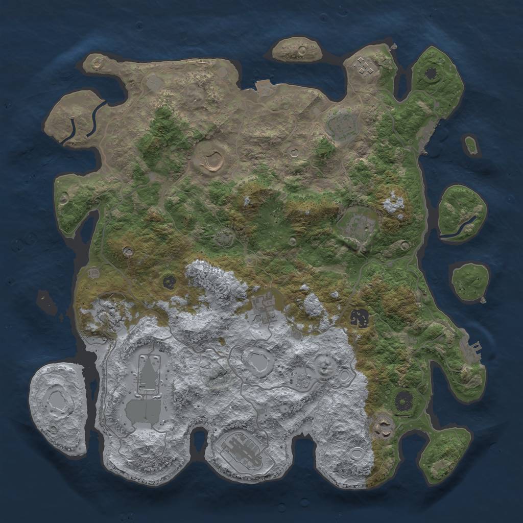 Rust Map: Procedural Map, Size: 4000, Seed: 37, 18 Monuments