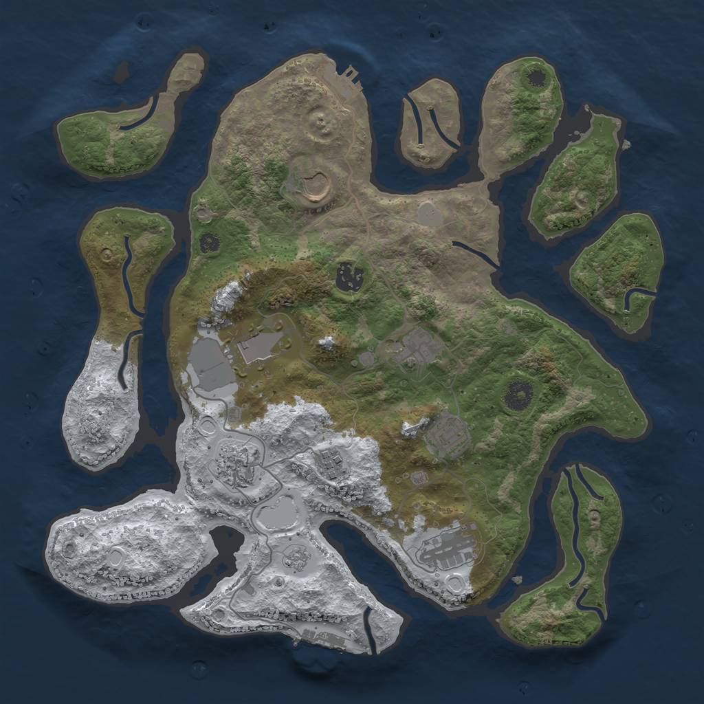 Rust Map: Procedural Map, Size: 3600, Seed: 8131, 16 Monuments