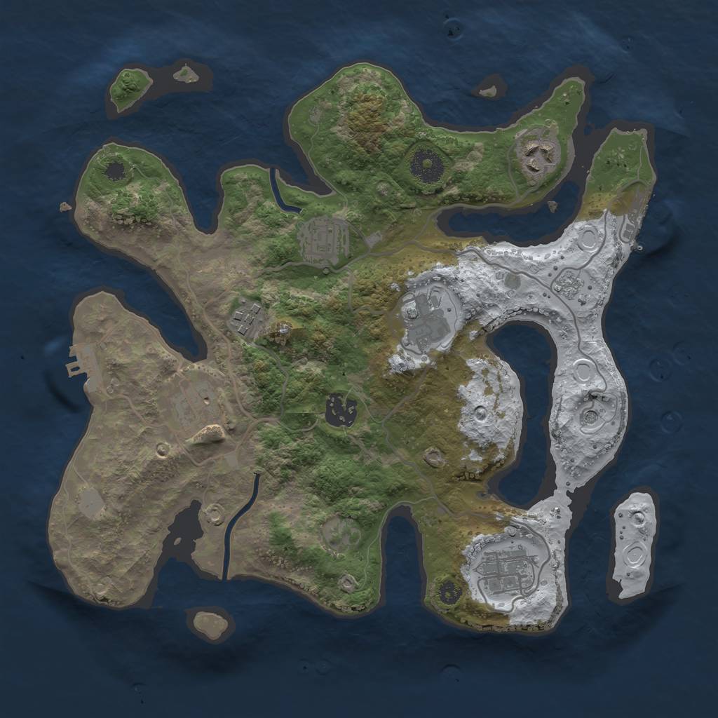 Rust Map: Procedural Map, Size: 3200, Seed: 675889171, 16 Monuments