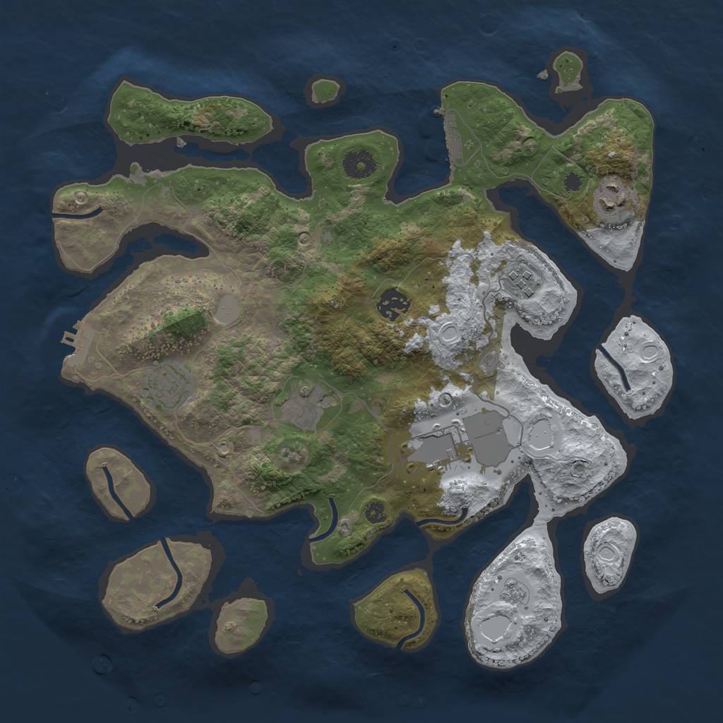 Rust Map: Procedural Map, Size: 3500, Seed: 48420, 14 Monuments