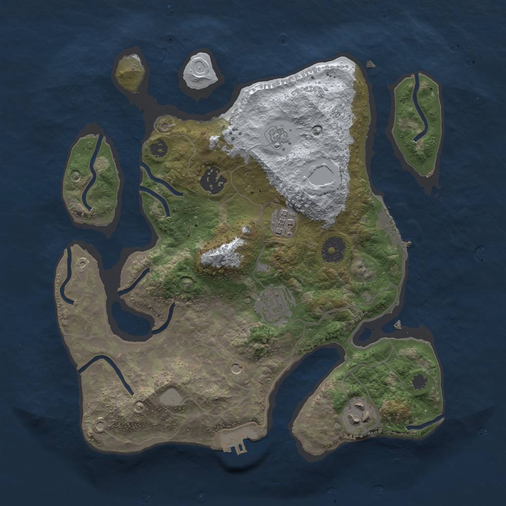 Rust Map: Procedural Map, Size: 3000, Seed: 972275, 13 Monuments
