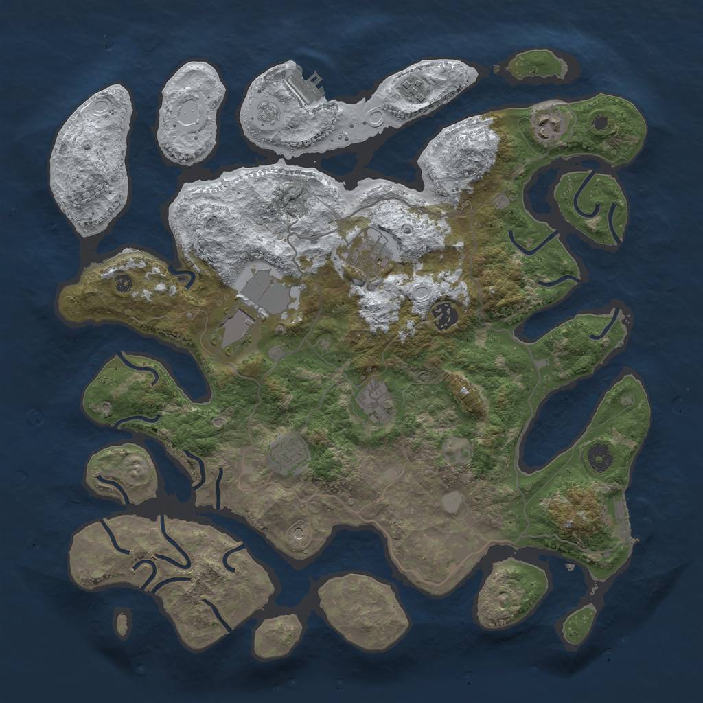 Rust Map: Procedural Map, Size: 4000, Seed: 49938, 16 Monuments