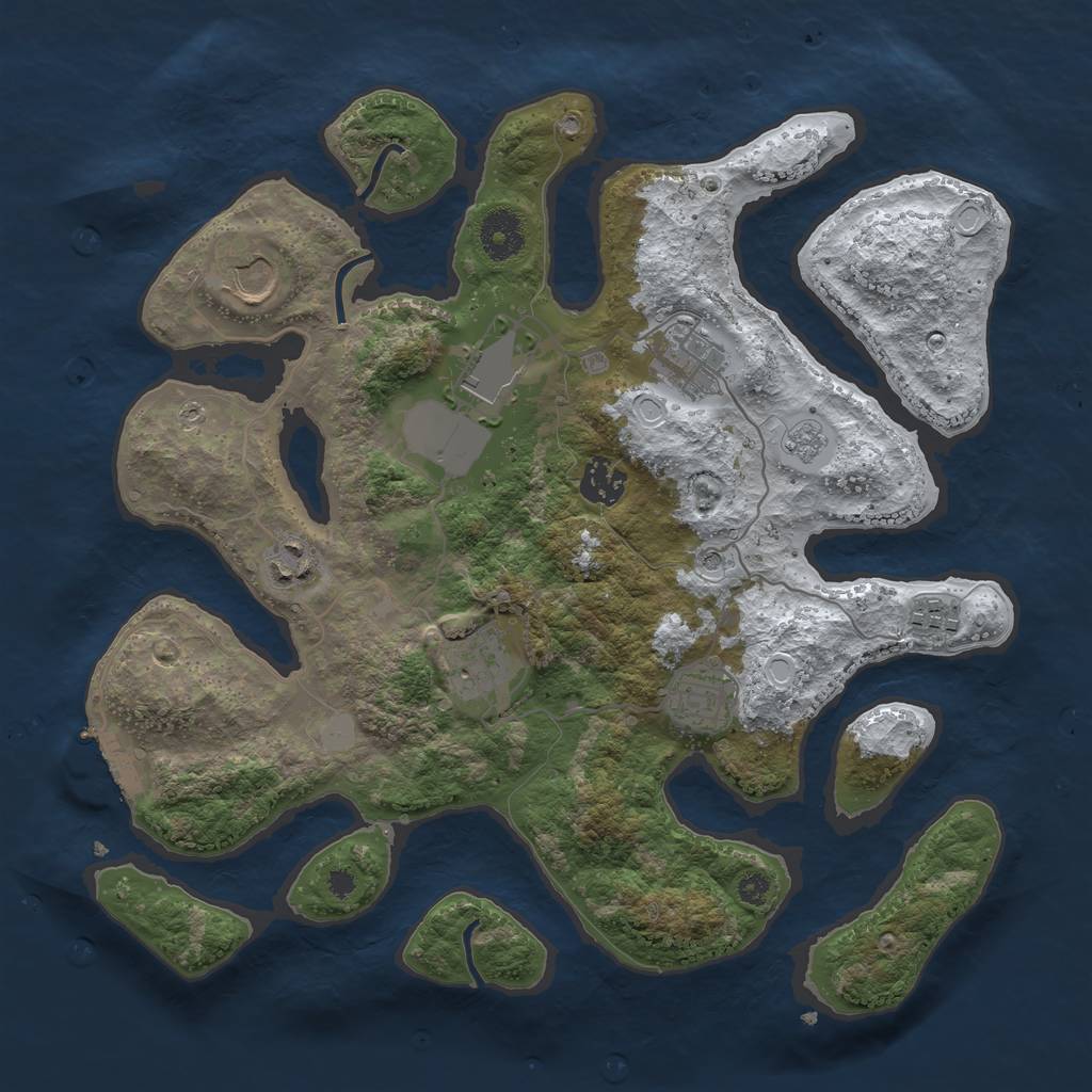 Rust Map: Procedural Map, Size: 3500, Seed: 1494714503, 16 Monuments