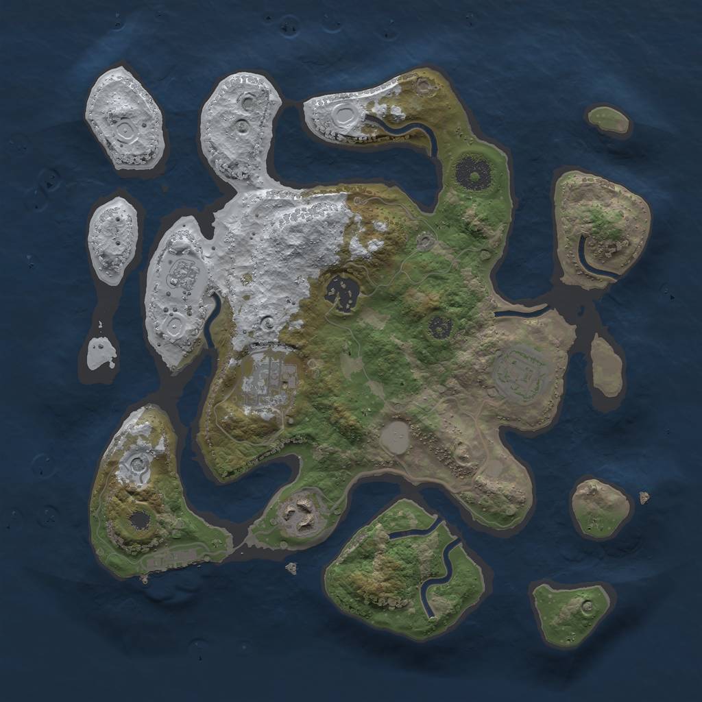 Rust Map: Procedural Map, Size: 3000, Seed: 466435, 12 Monuments